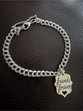 James Avery sterling silver double curb charm bracelet with 1 charm